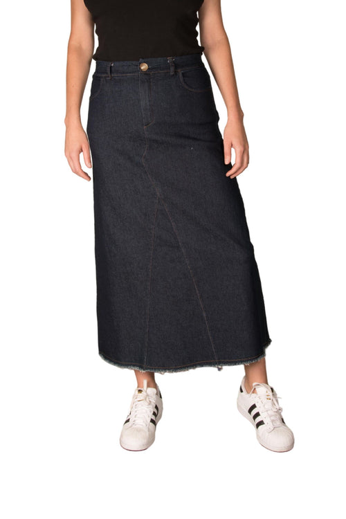 LONG DENIM SKIRT DARK BLUE