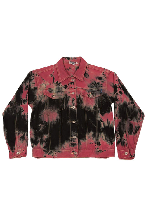 TIE DYE BLACK AND PINK DENIM JACKET SECOND HAND